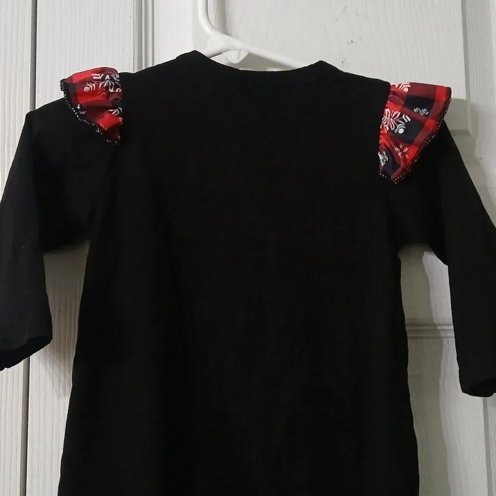 My 1st Christmas Black Christmas Baby Romper Red Plaid Accents Sz 3-6 month NWOT